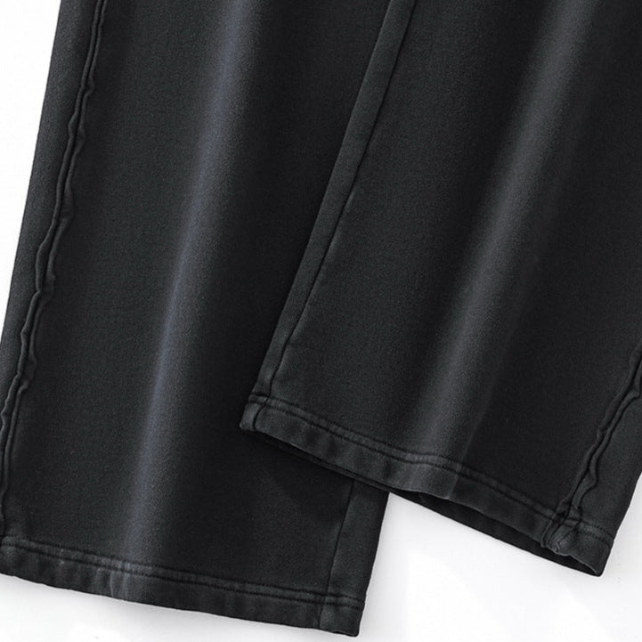 Washed 420G heavyweight 100% cotton terry sweatpants