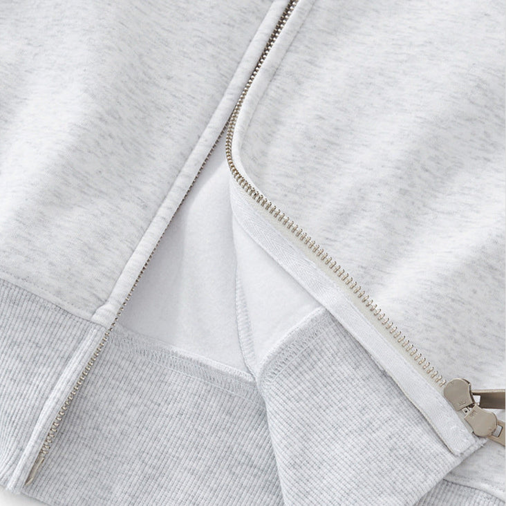 355G double zipper fleece warm hoodie